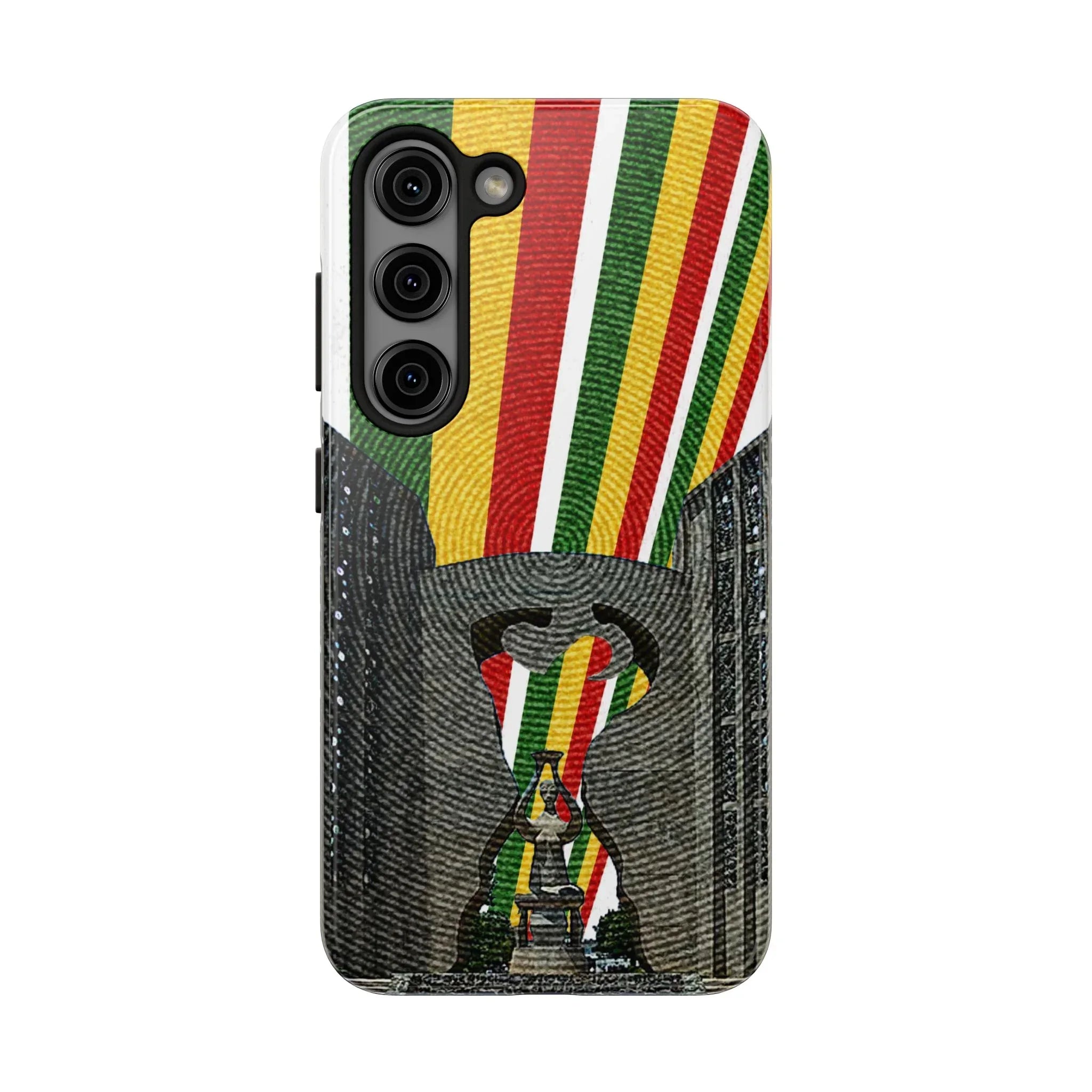 Togo Tough Phone Case — Durable Denim Look with Red Yellow Green Design - DiwaKi