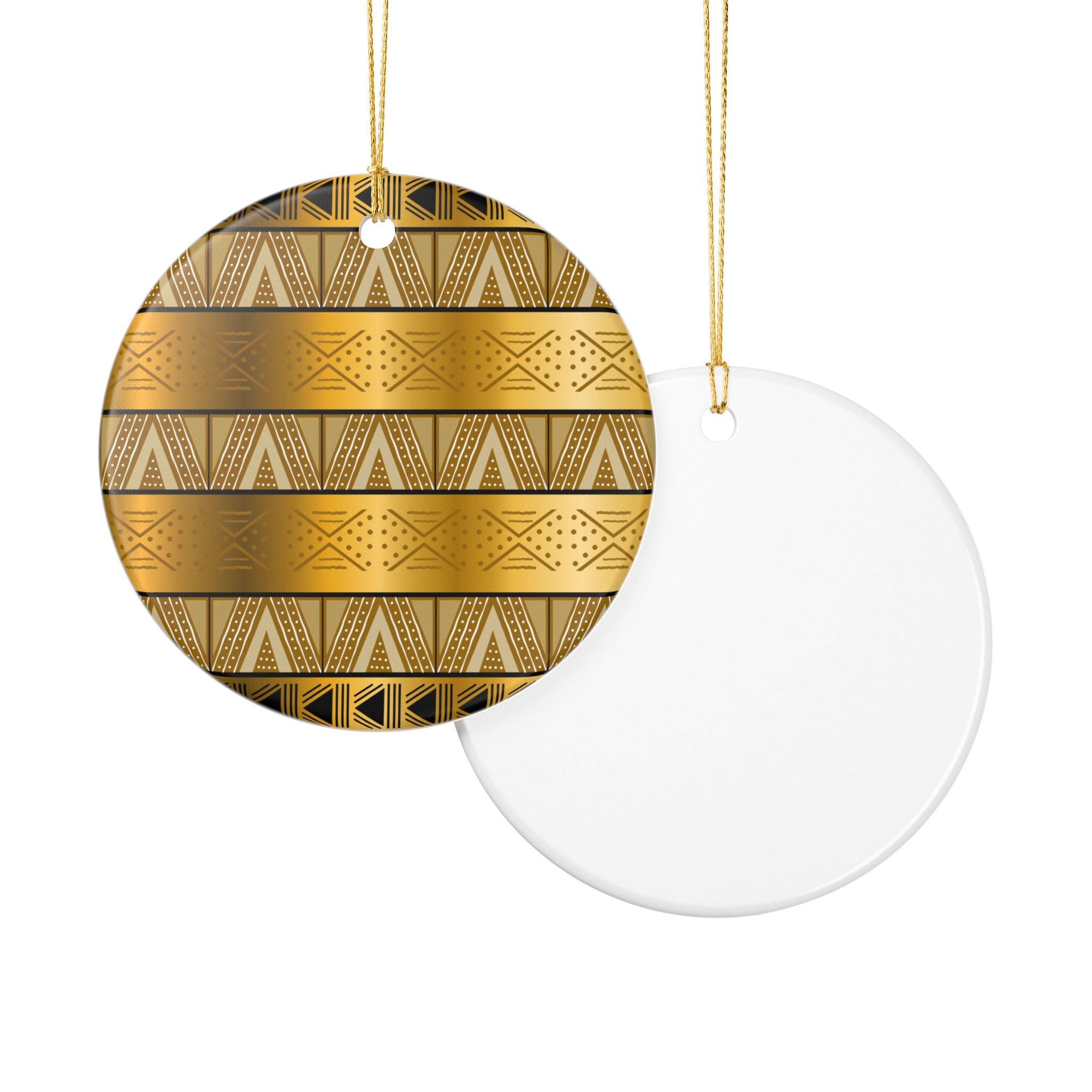 Gold Tribal Heart Ceramic Ornament — Decorative Holiday &amp; Gift Accent