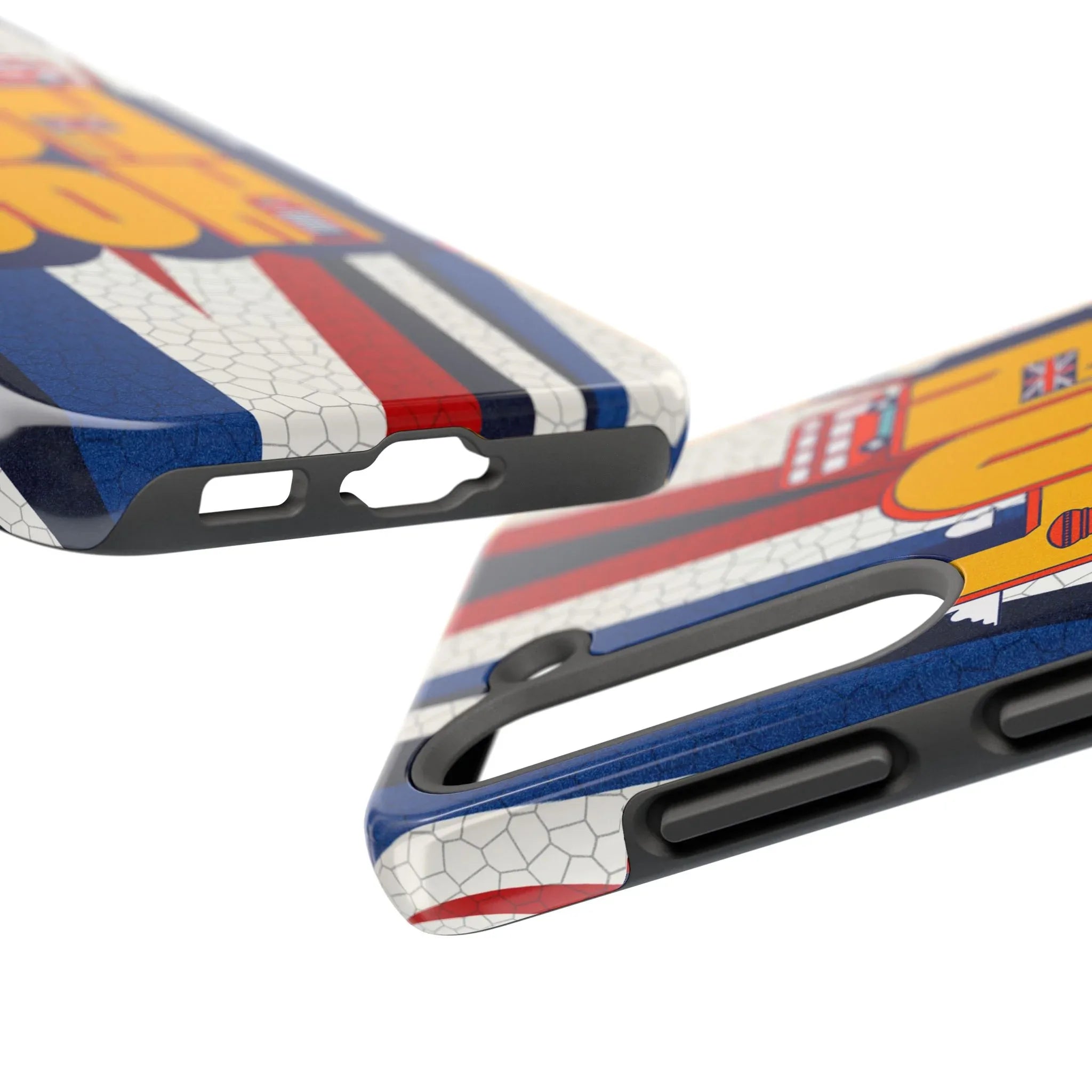 London Graphic Tough Phone Case – Retro Union Jack Travel Design - DiwaKi
