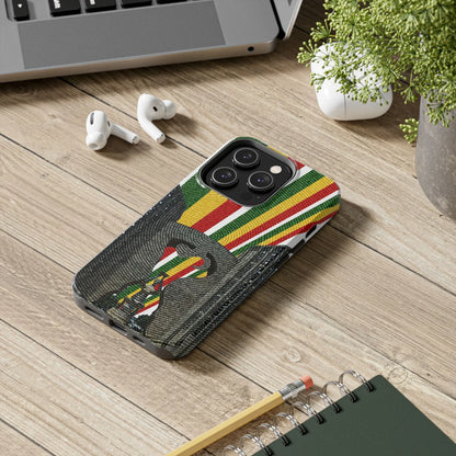 Togo Tough Phone Case — Durable Denim Look with Red Yellow Green Design - DiwaKi