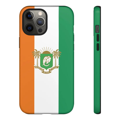 Ivory Coast Flag Tough Phone Case — Orange White Green Shield Crest - DiwaKi