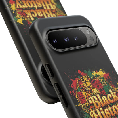 Black History Phone Case — Afrocentric Map Design, Bold Red‑Green‑Gold Splash - DiwaKi