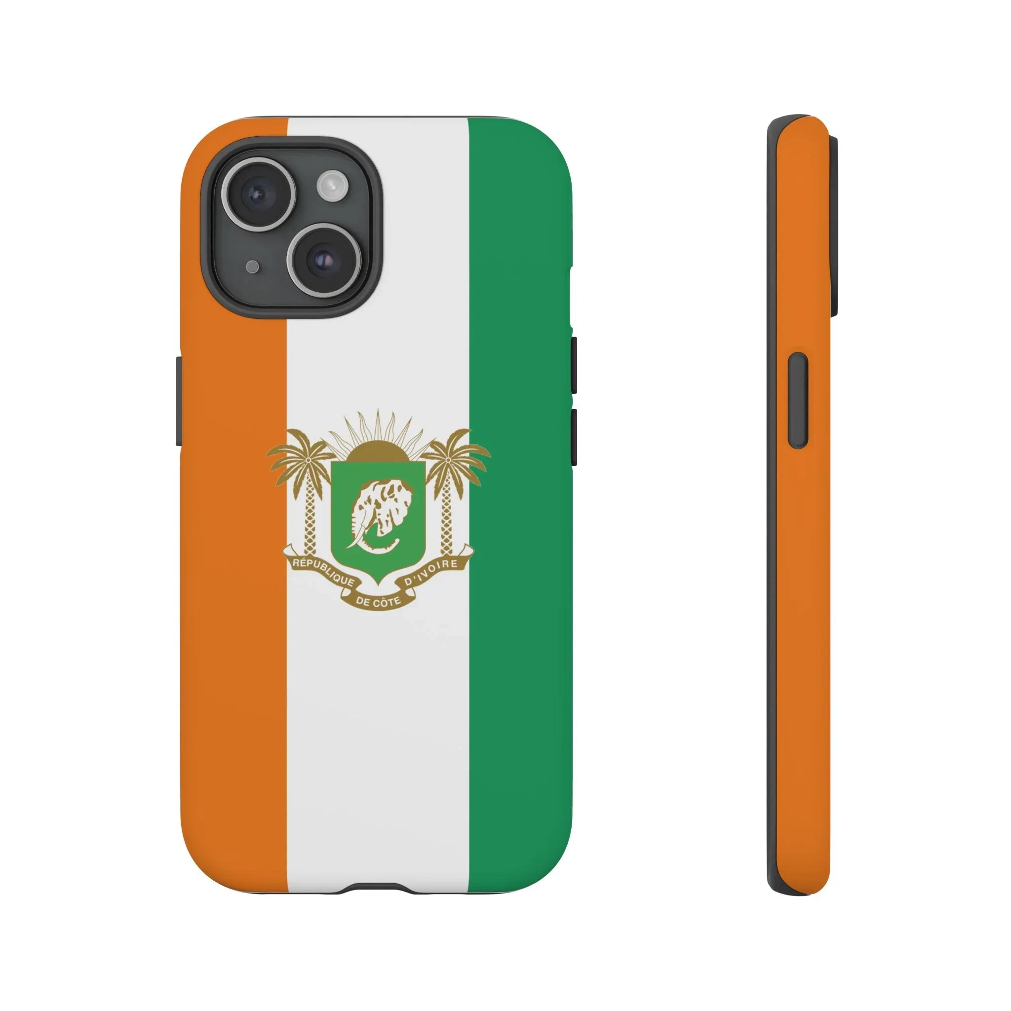 Ivory Coast Flag Tough Phone Case — Orange White Green Shield Crest - DiwaKi