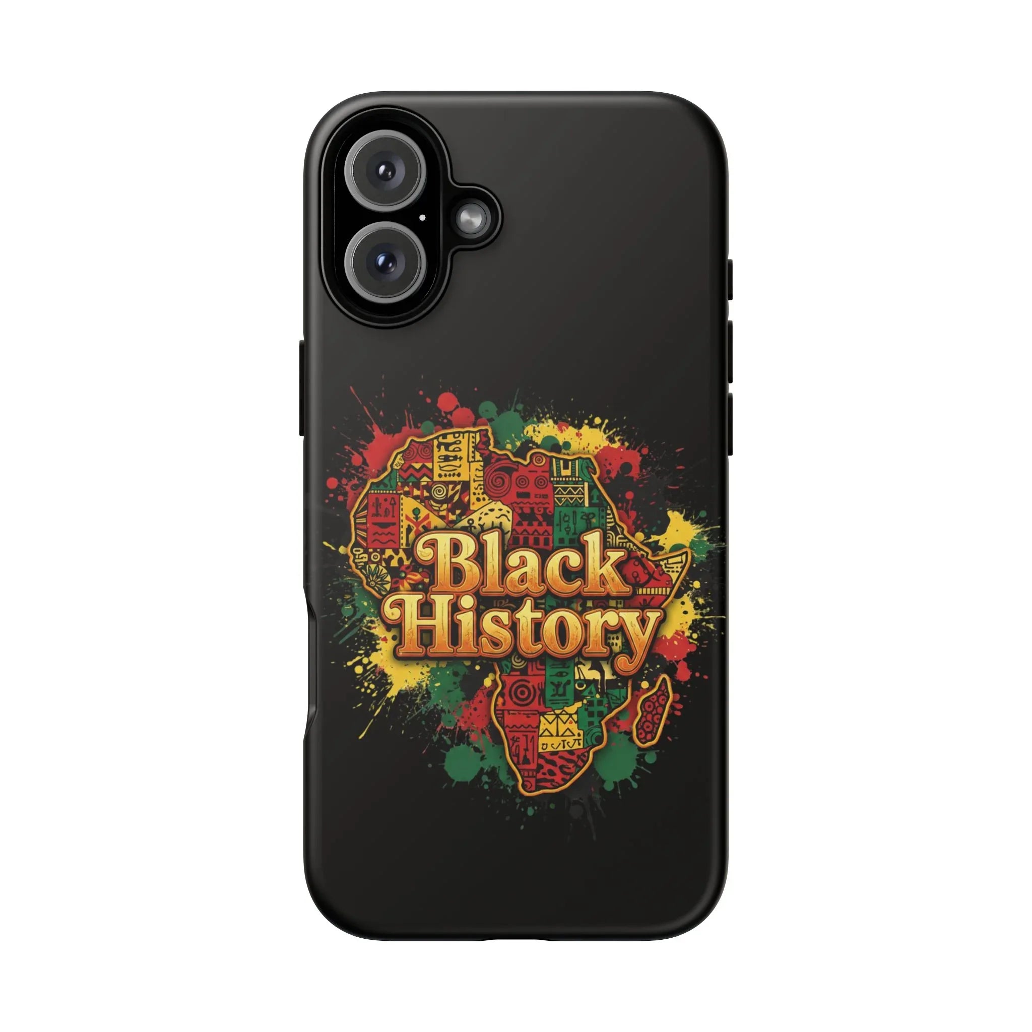 Black History Phone Case — Afrocentric Map Design, Bold Red‑Green‑Gold Splash - DiwaKi