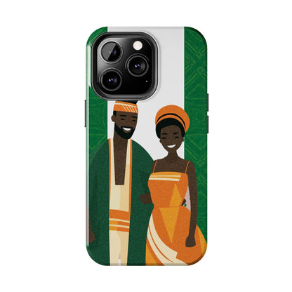 Tough Phone Case — Afrocentric Nigerian Couple Illustration, Protective Hard-Shell Phone Cover - DiwaKi