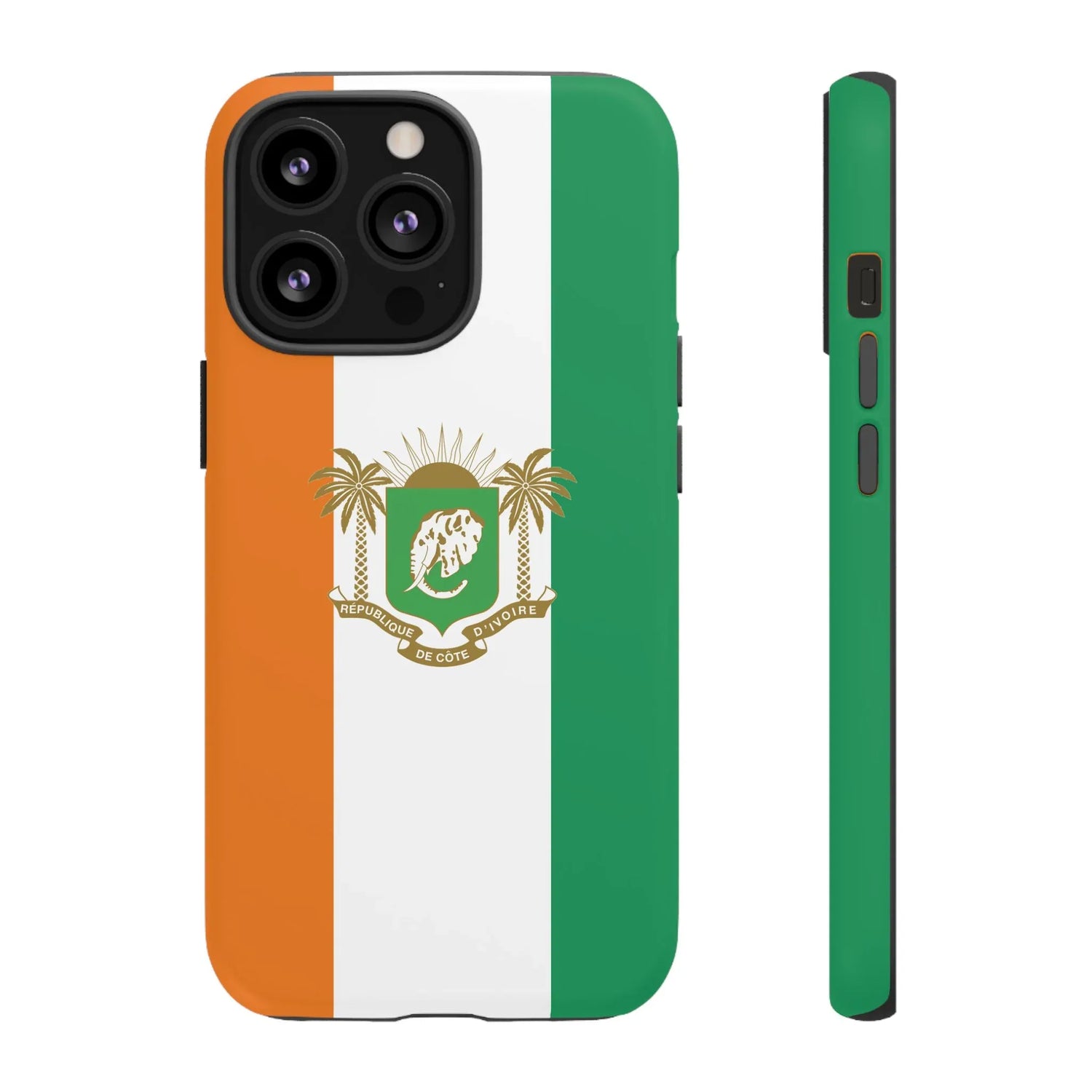 Ivory Coast Flag Tough Phone Case — Orange White Green Shield Crest - DiwaKi