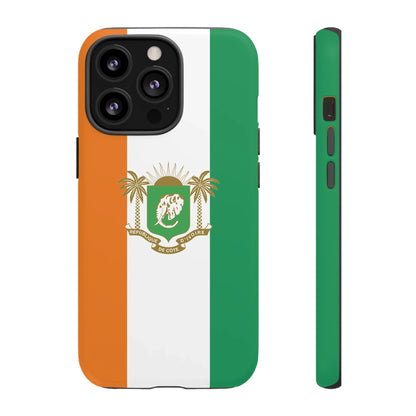 Ivory Coast Flag Tough Phone Case — Orange White Green Shield Crest - DiwaKi
