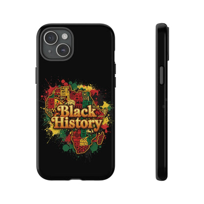Black History Phone Case — Afrocentric Map Design, Bold Red‑Green‑Gold Splash - DiwaKi