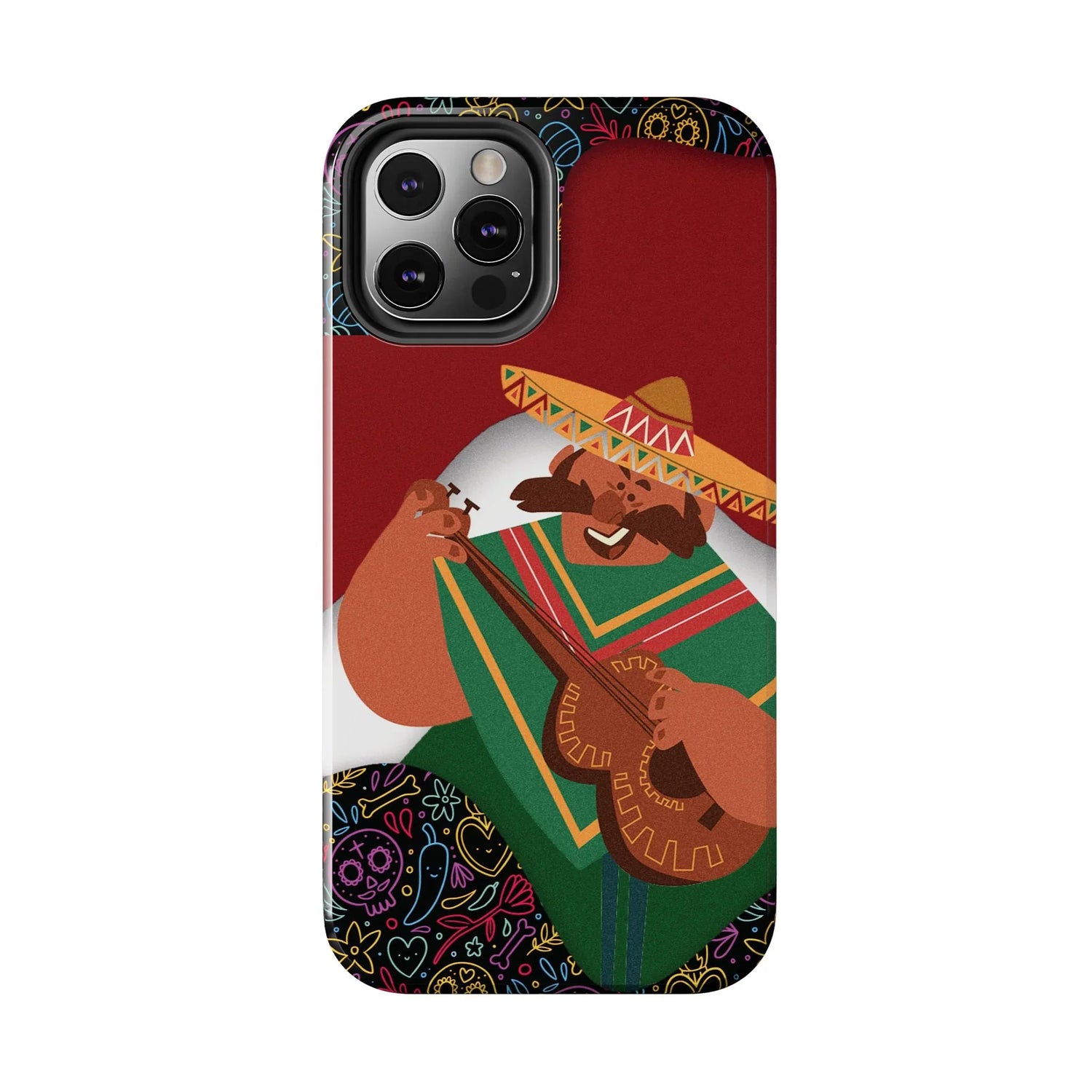 Mexico Mariachi Guitarist Tough Phone Case — Colorful Mexican Folk Art iPhone Cover - DiwaKi