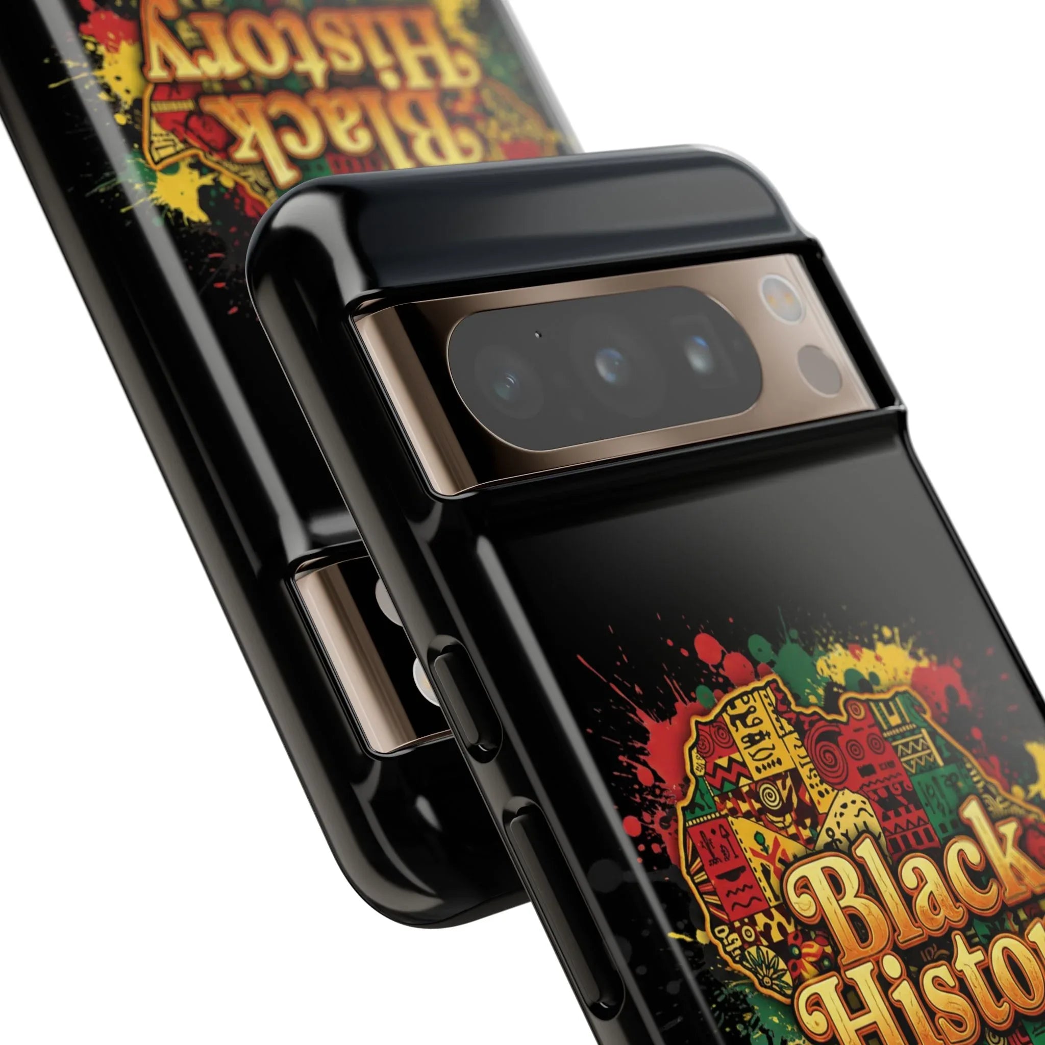 Black History Phone Case — Afrocentric Map Design, Bold Red‑Green‑Gold Splash - DiwaKi