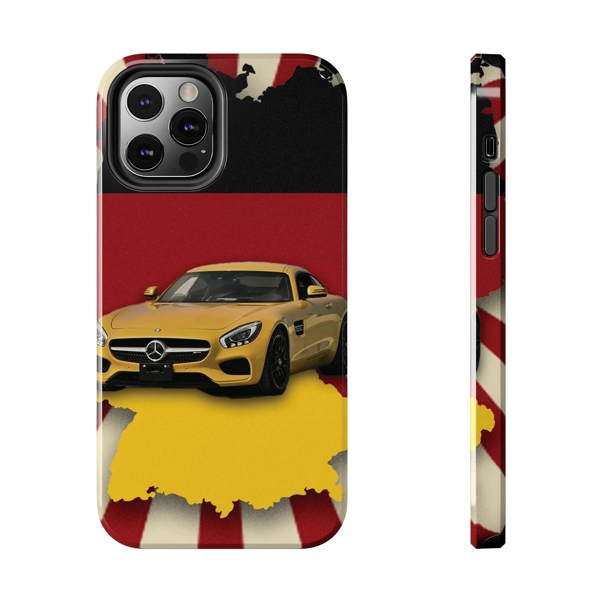 Mercedes Sports Car Tough Phone Case — Yellow GT on Red &amp; Black Background - DiwaKi