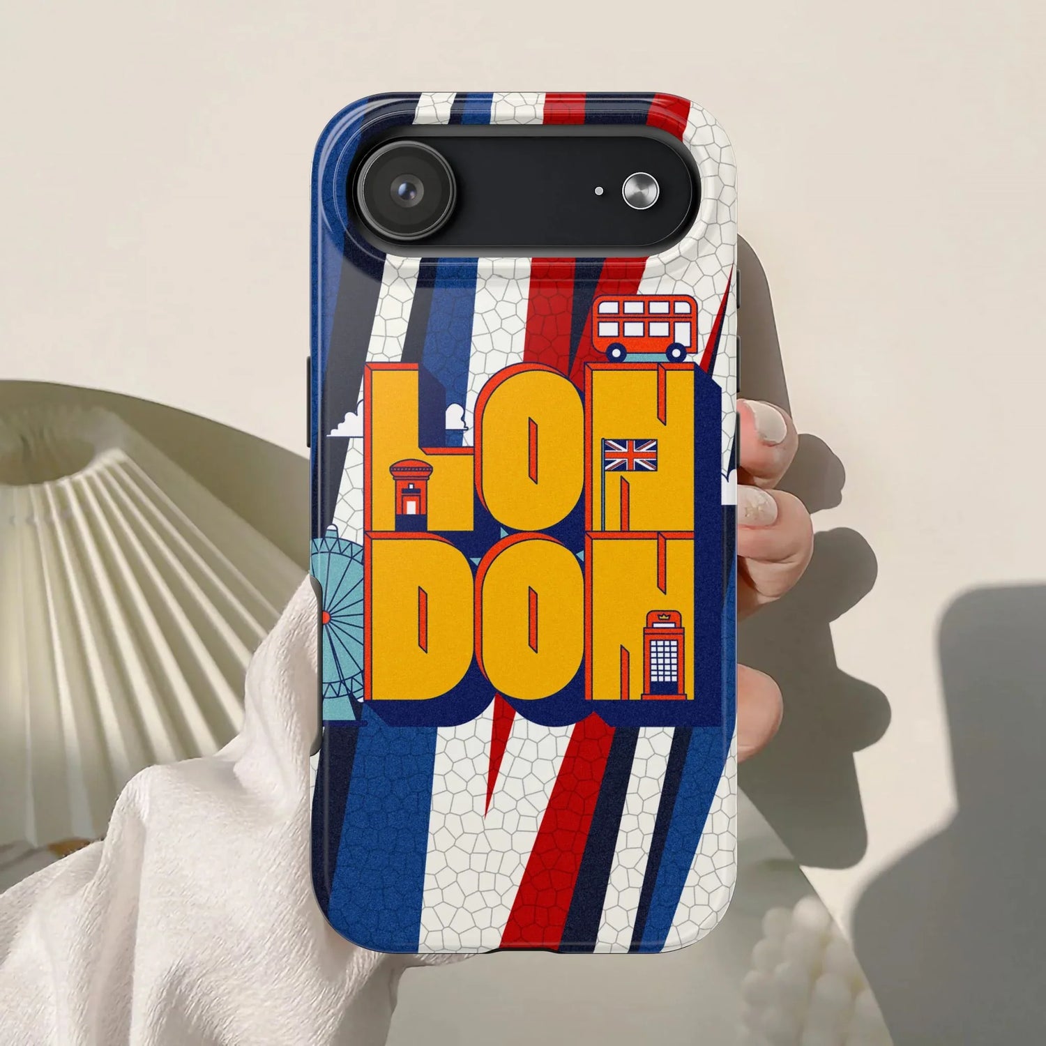 London Graphic Tough Phone Case – Retro Union Jack Travel Design - DiwaKi