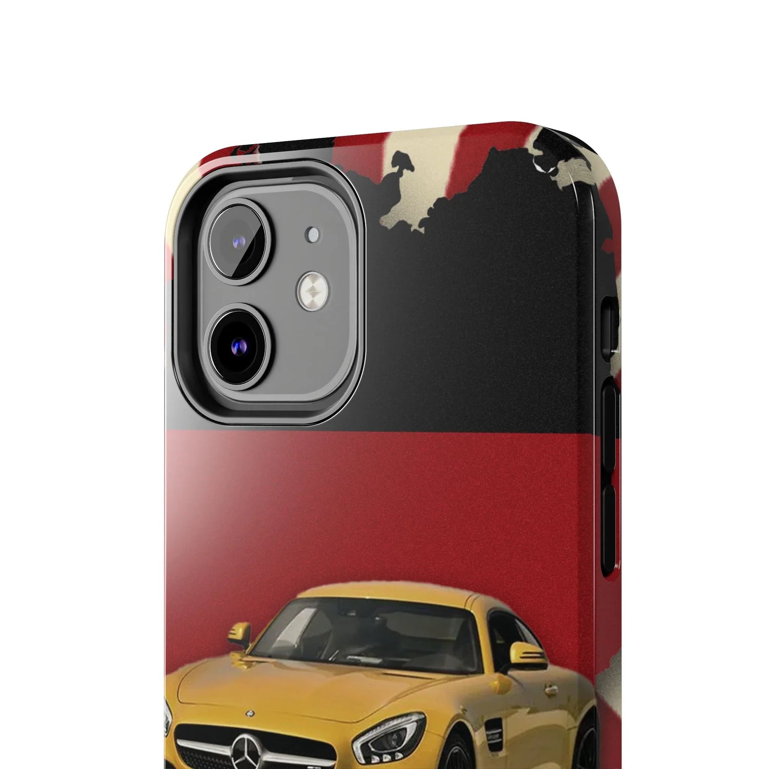 Mercedes Sports Car Tough Phone Case — Yellow GT on Red &amp; Black Background - DiwaKi