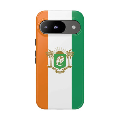 Ivory Coast Flag Tough Phone Case — Orange White Green Shield Crest - DiwaKi