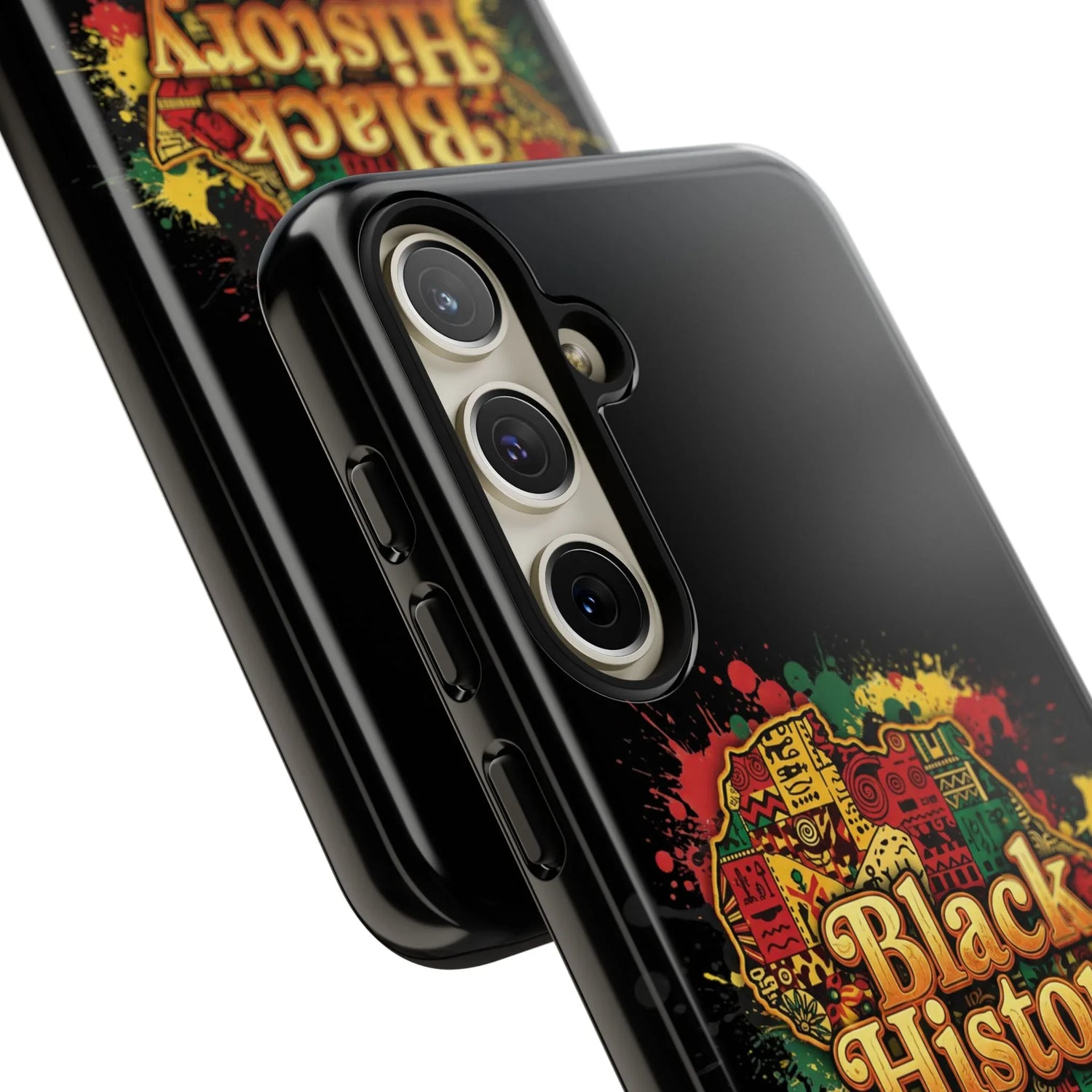 Black History Phone Case — Afrocentric Map Design, Bold Red‑Green‑Gold Splash - DiwaKi