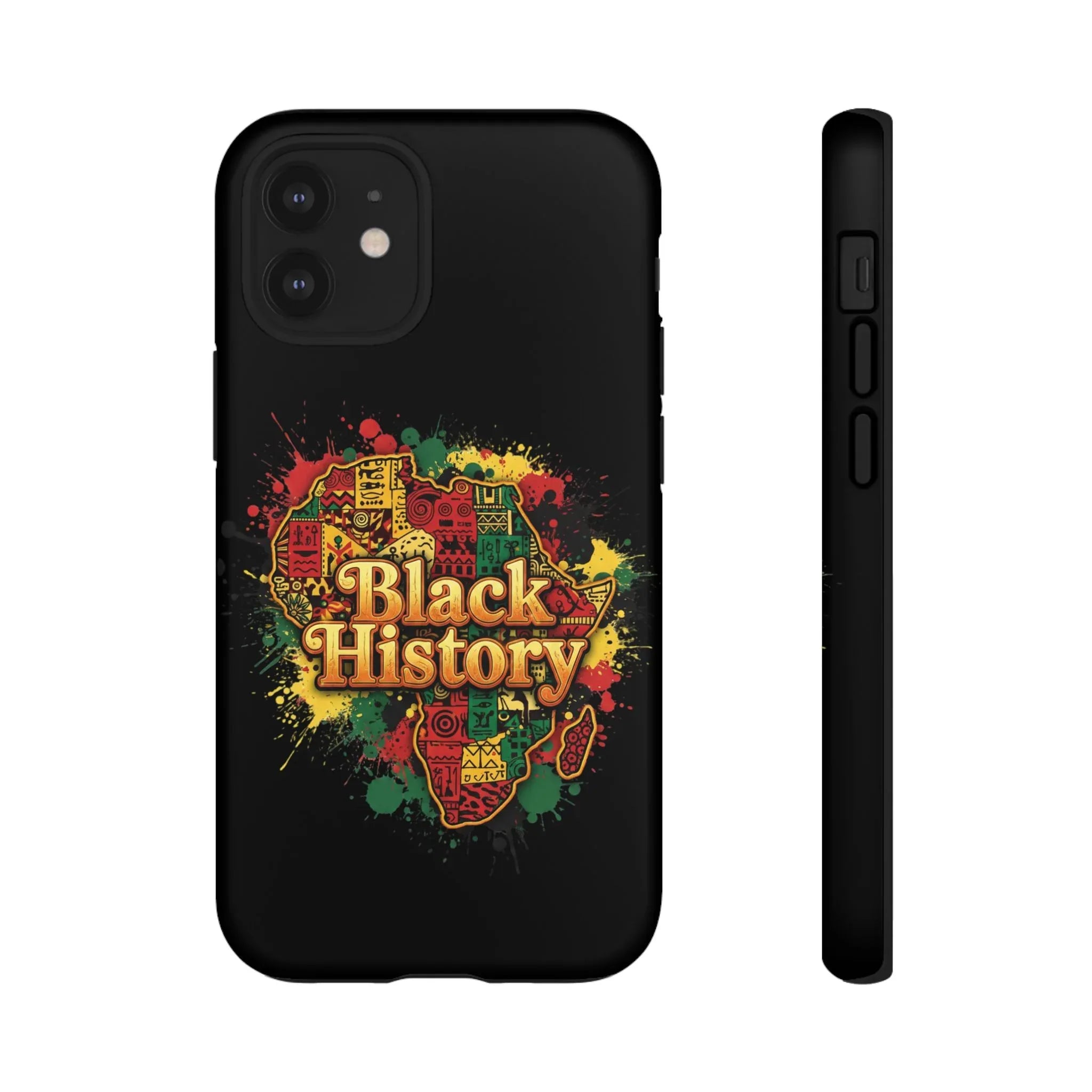 Black History Phone Case — Afrocentric Map Design, Bold Red‑Green‑Gold Splash - DiwaKi