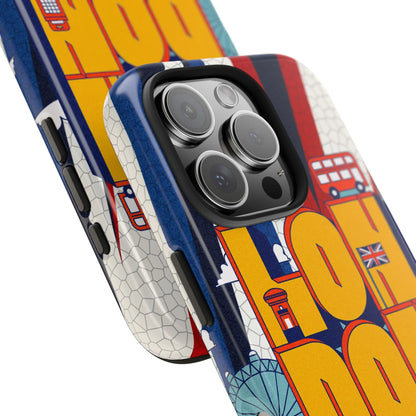 London Graphic Tough Phone Case – Retro Union Jack Travel Design - DiwaKi