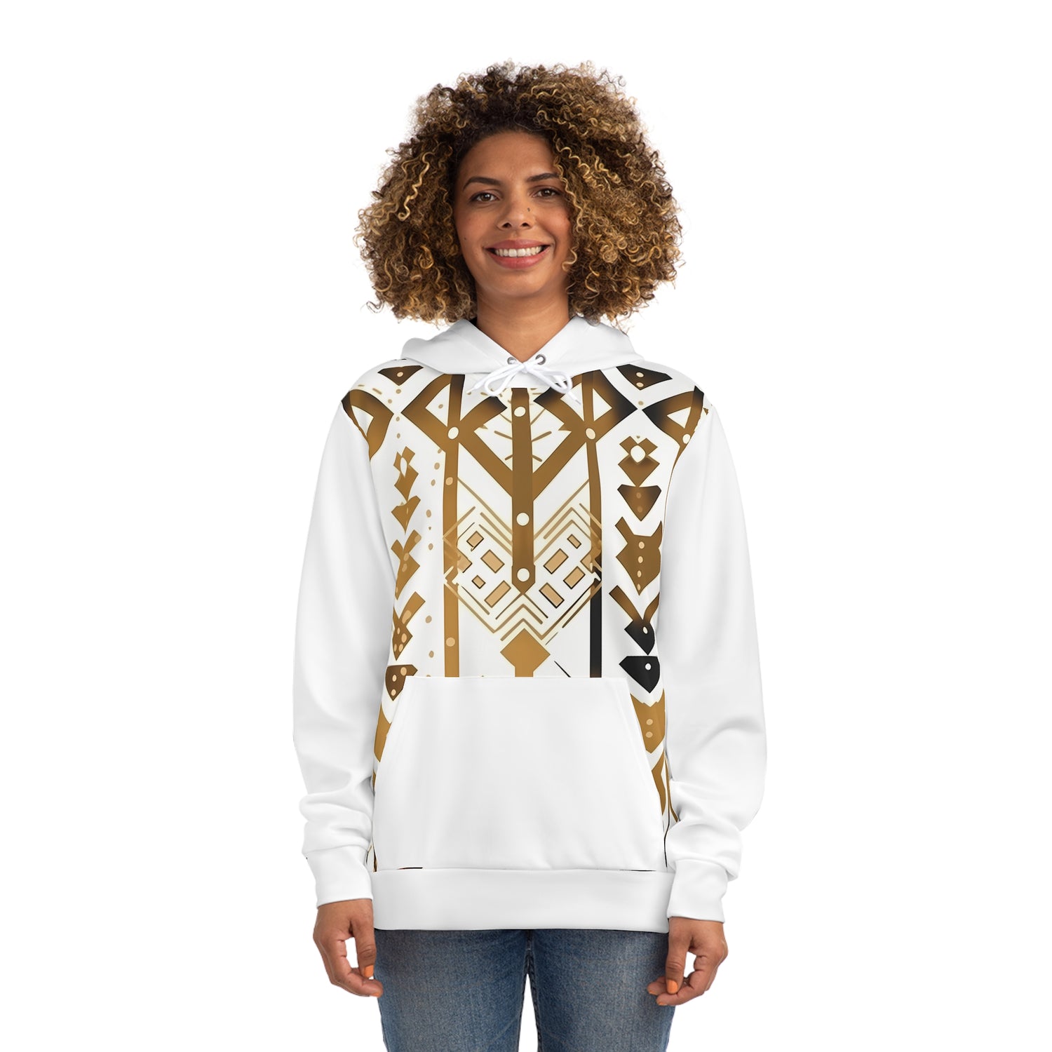 Gold Aztec Pattern Hoodie — DiwaKi Tribal Geometric Fashion Hoodie
