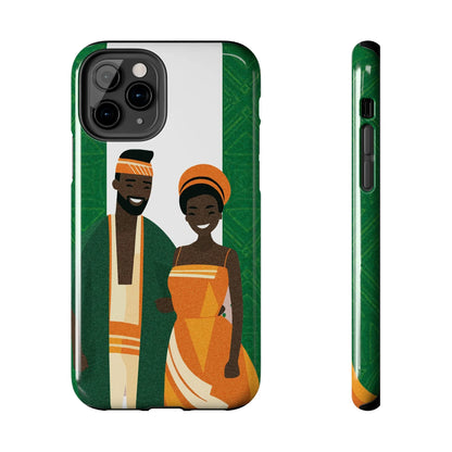 Tough Phone Case — Afrocentric Nigerian Couple Illustration, Protective Hard-Shell Phone Cover - DiwaKi