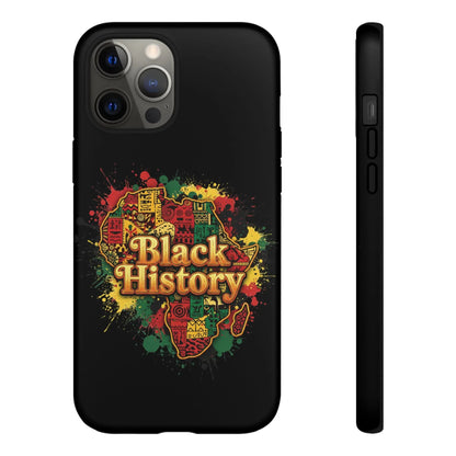 Black History Phone Case — Afrocentric Map Design, Bold Red‑Green‑Gold Splash - DiwaKi