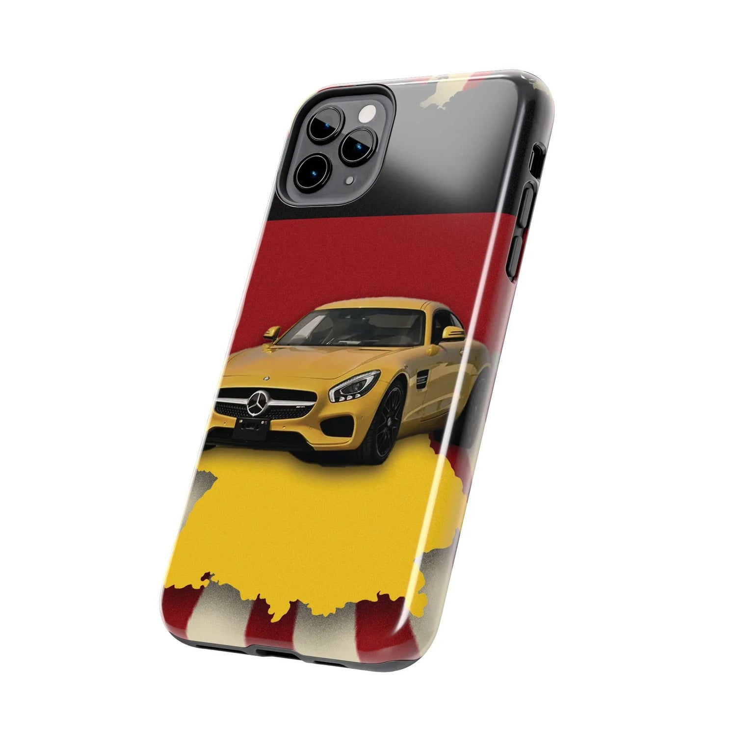 Mercedes Sports Car Tough Phone Case — Yellow GT on Red &amp; Black Background - DiwaKi