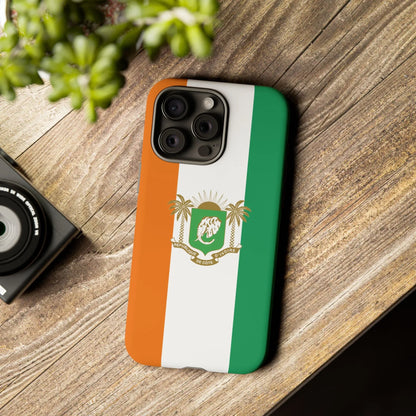 Ivory Coast Flag Tough Phone Case — Orange White Green Shield Crest - DiwaKi