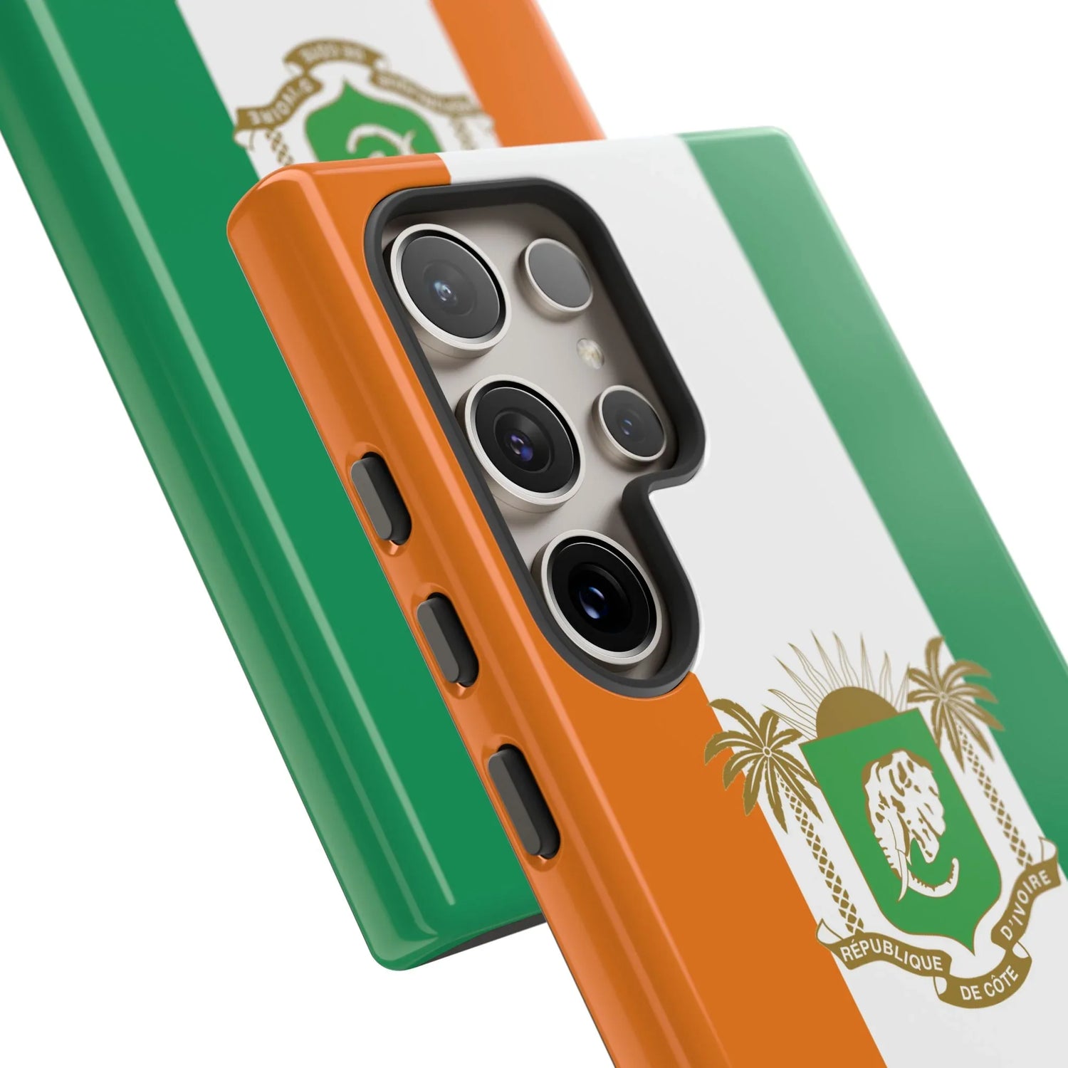 Ivory Coast Flag Tough Phone Case — Orange White Green Shield Crest - DiwaKi
