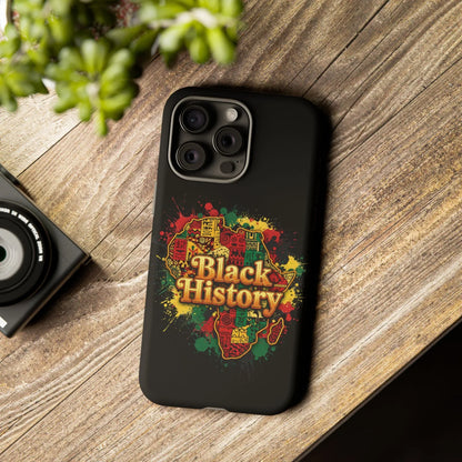 Black History Phone Case — Afrocentric Map Design, Bold Red‑Green‑Gold Splash - DiwaKi