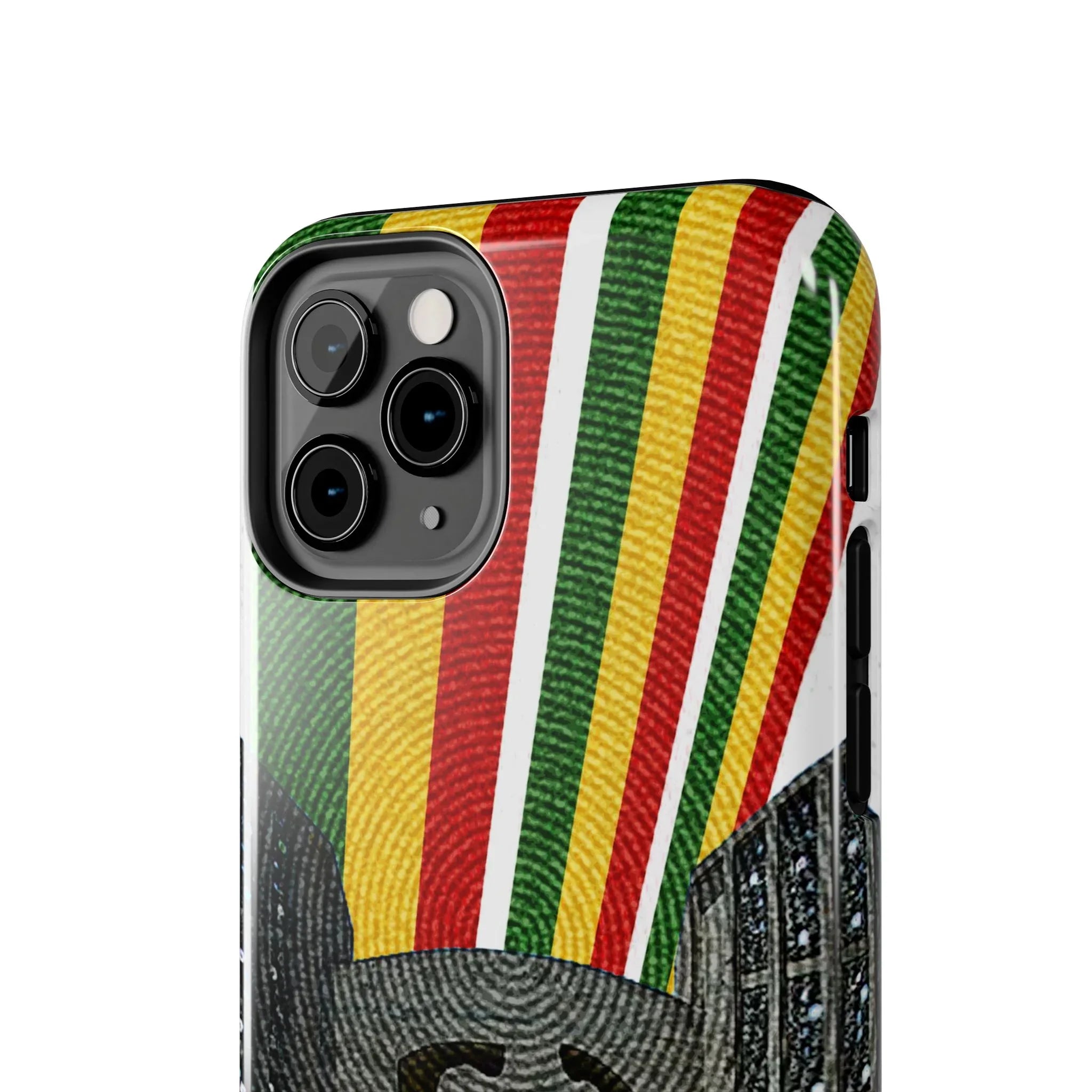 Togo Tough Phone Case — Durable Denim Look with Red Yellow Green Design - DiwaKi
