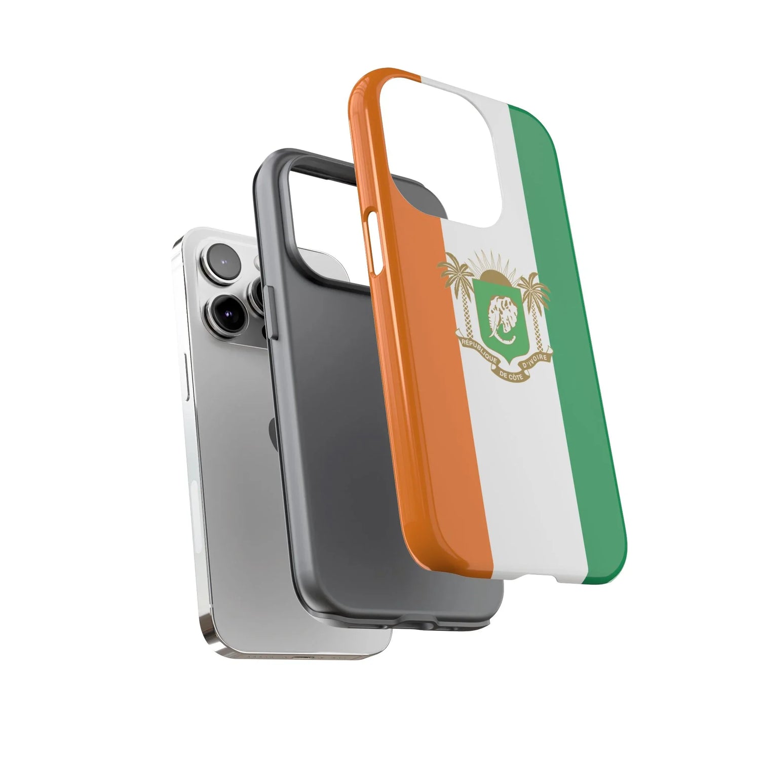 Ivory Coast Flag Tough Phone Case — Orange White Green Shield Crest - DiwaKi