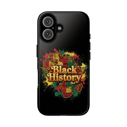 Black History Phone Case — Afrocentric Map Design, Bold Red‑Green‑Gold Splash - DiwaKi