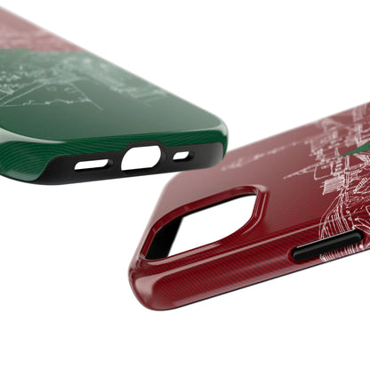 Morocco Flag Sketch Tough Phone Case — Red &amp; Green Casablanca Cityscape - DiwaKi