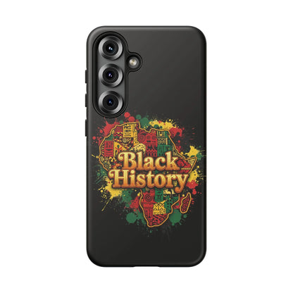 Black History Phone Case — Afrocentric Map Design, Bold Red‑Green‑Gold Splash - DiwaKi