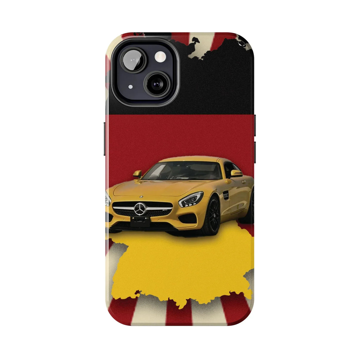 Mercedes Sports Car Tough Phone Case — Yellow GT on Red &amp; Black Background - DiwaKi