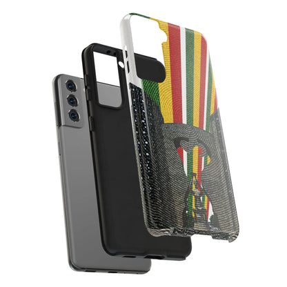 Togo Tough Phone Case — Durable Denim Look with Red Yellow Green Design - DiwaKi