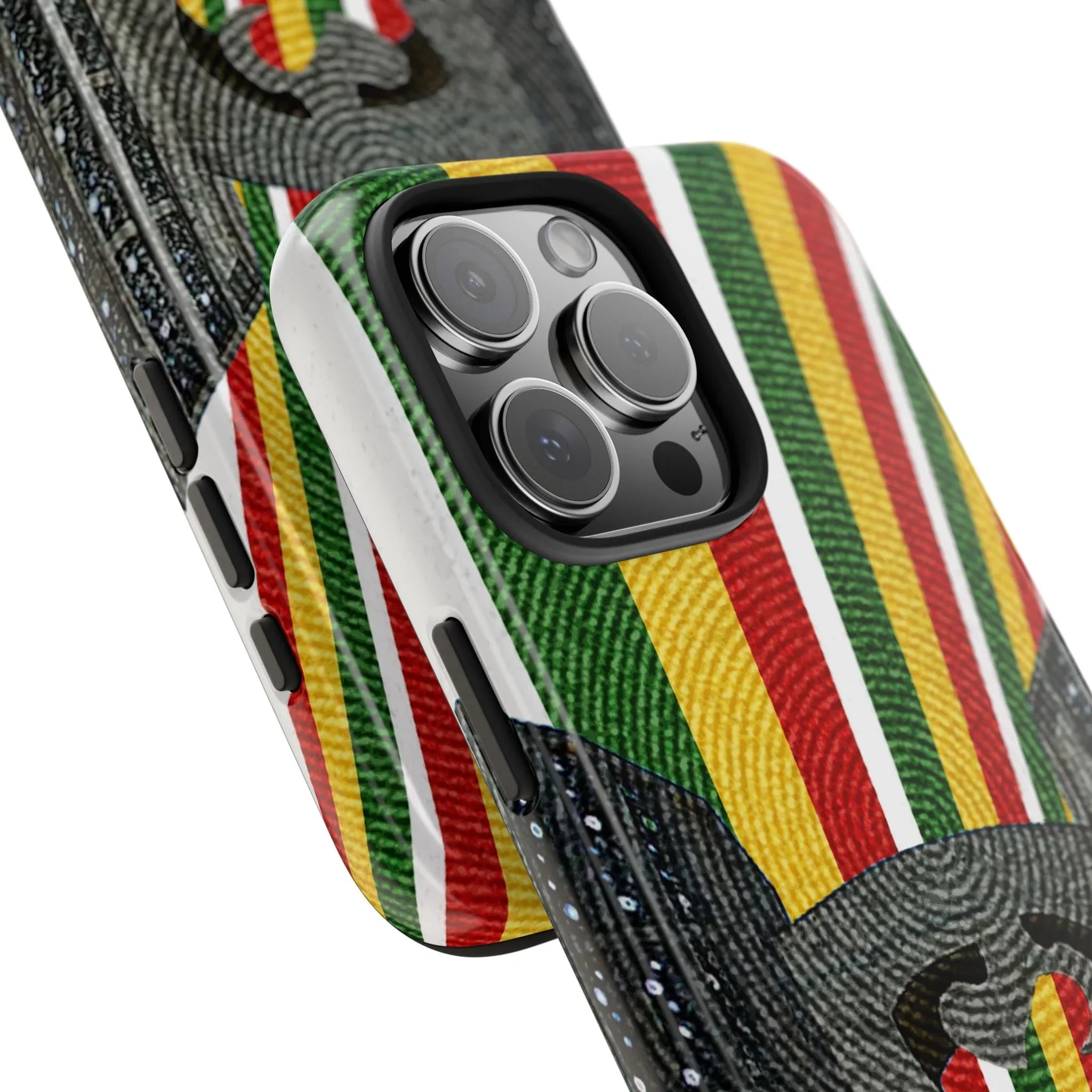 Togo Tough Phone Case — Durable Denim Look with Red Yellow Green Design - DiwaKi