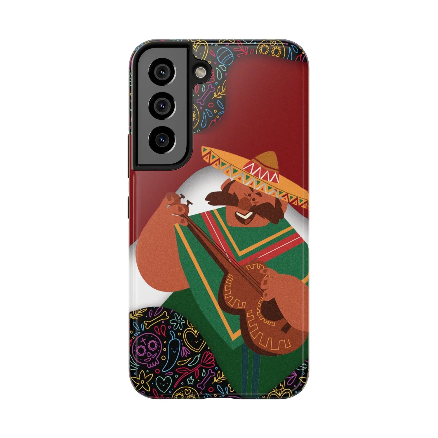 Mexico Mariachi Guitarist Tough Phone Case — Colorful Mexican Folk Art iPhone Cover - DiwaKi