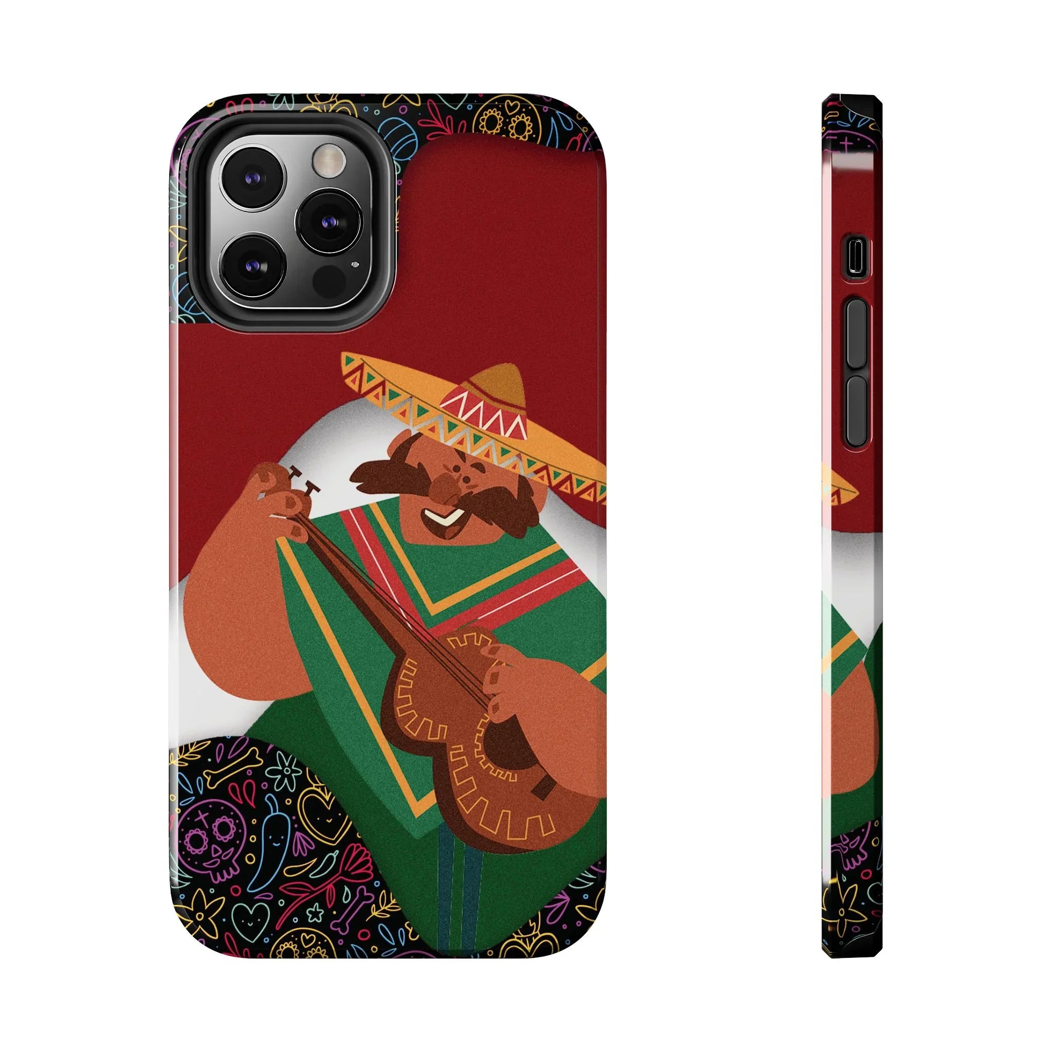 Mexico Mariachi Guitarist Tough Phone Case — Colorful Mexican Folk Art iPhone Cover - DiwaKi