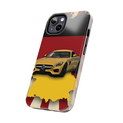 Mercedes Sports Car Tough Phone Case — Yellow GT on Red &amp; Black Background - DiwaKi