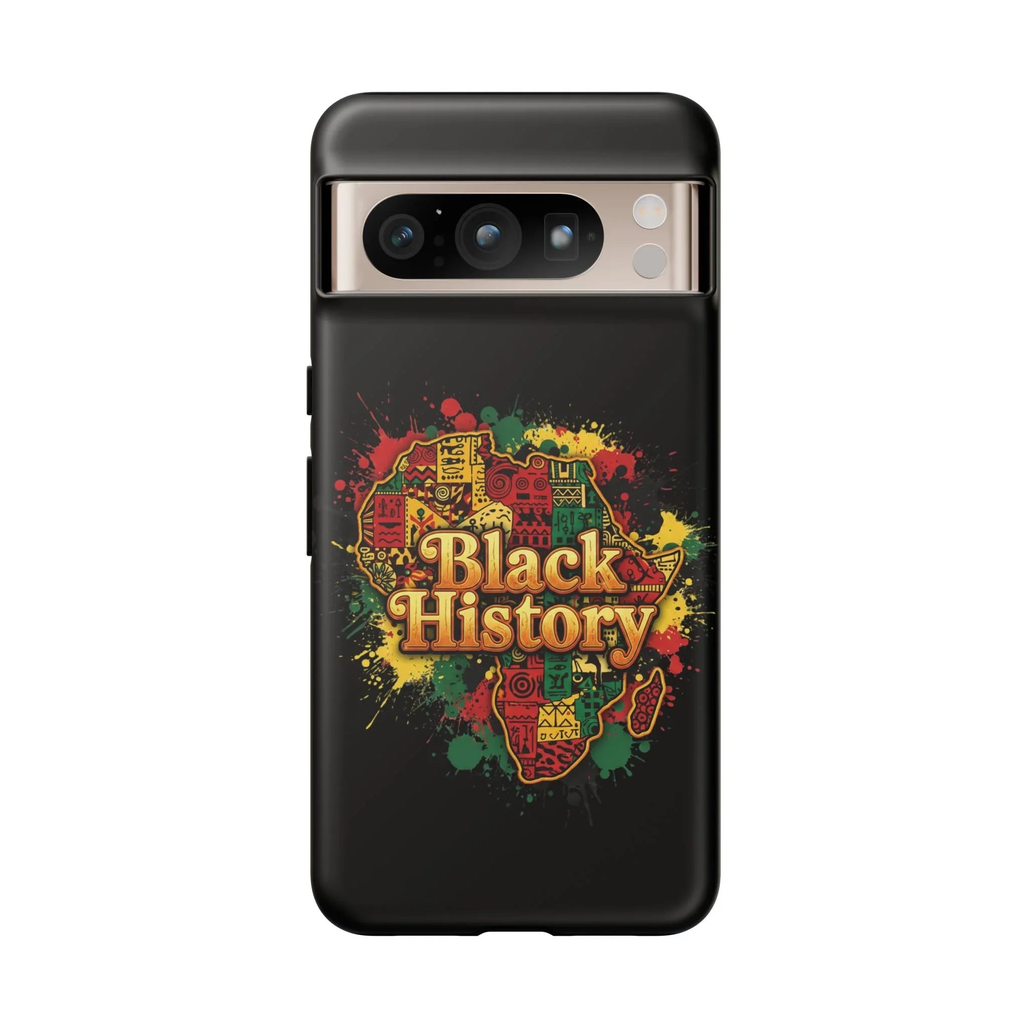 Black History Phone Case — Afrocentric Map Design, Bold Red‑Green‑Gold Splash - DiwaKi