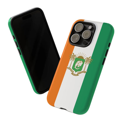 Ivory Coast Flag Tough Phone Case — Orange White Green Shield Crest - DiwaKi