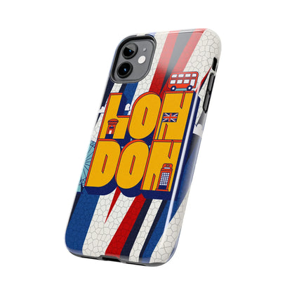 London Graphic Tough Phone Case – Retro Union Jack Travel Design - DiwaKi