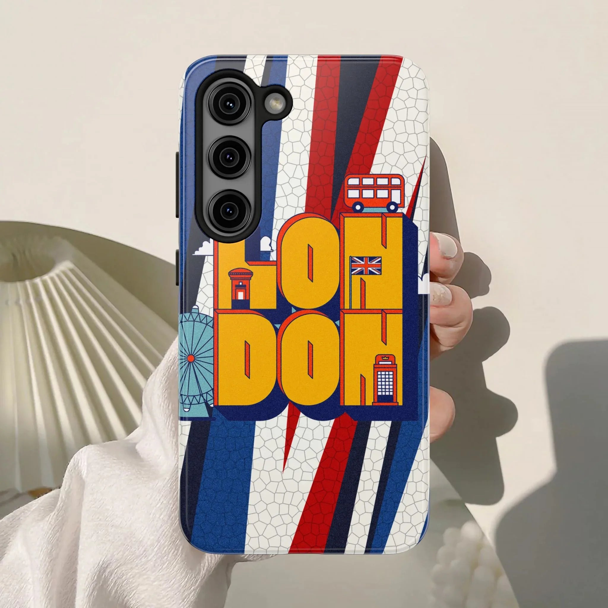 London Graphic Tough Phone Case – Retro Union Jack Travel Design - DiwaKi