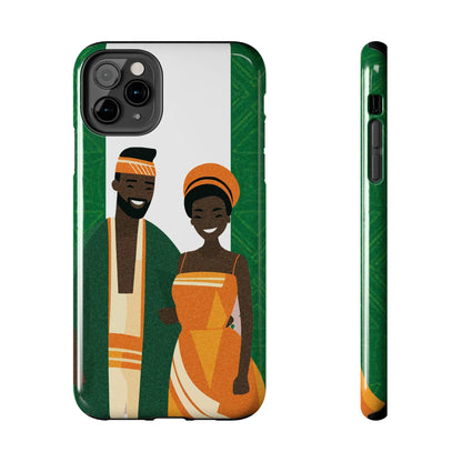 Tough Phone Case — Afrocentric Nigerian Couple Illustration, Protective Hard-Shell Phone Cover - DiwaKi