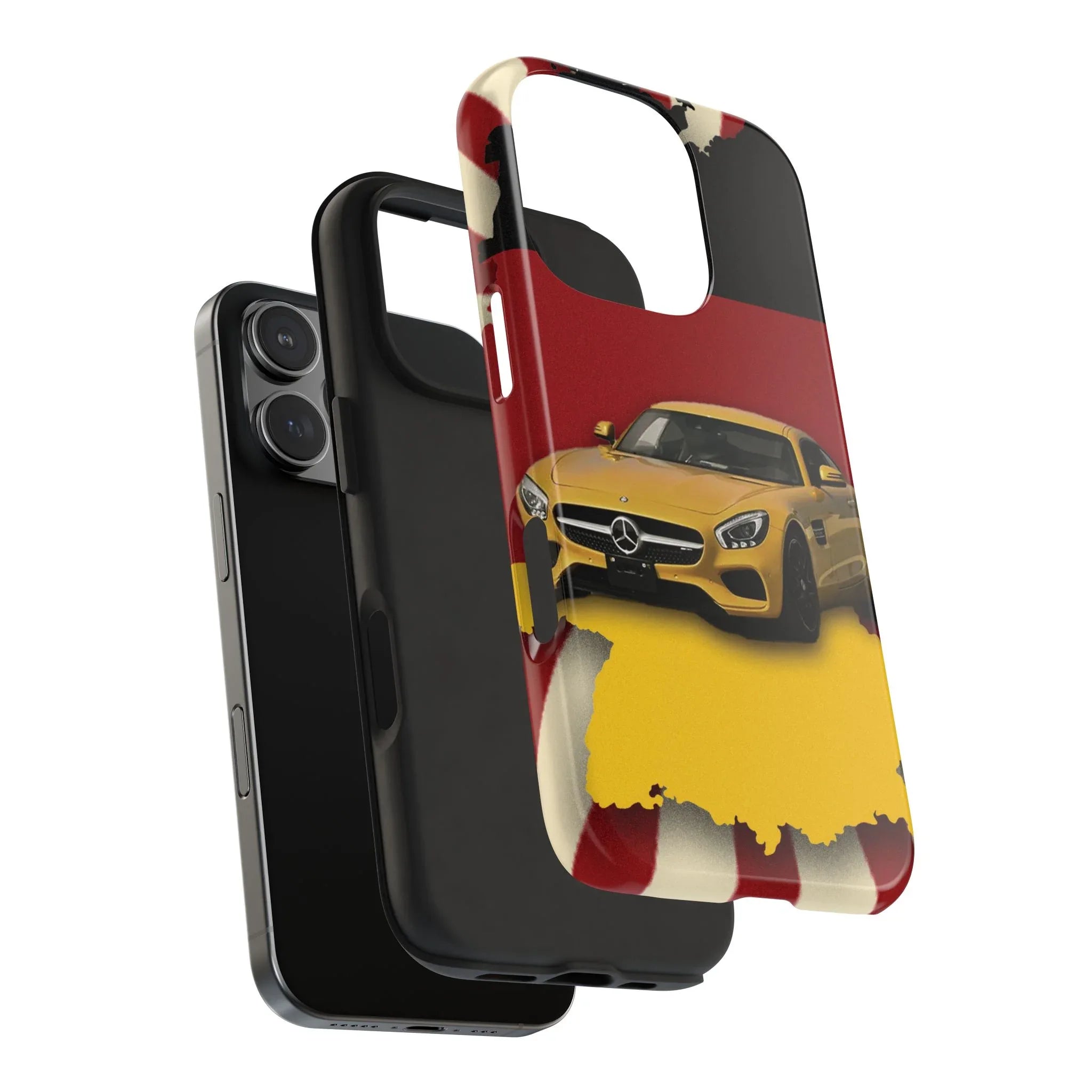 Mercedes Sports Car Tough Phone Case — Yellow GT on Red &amp; Black Background - DiwaKi