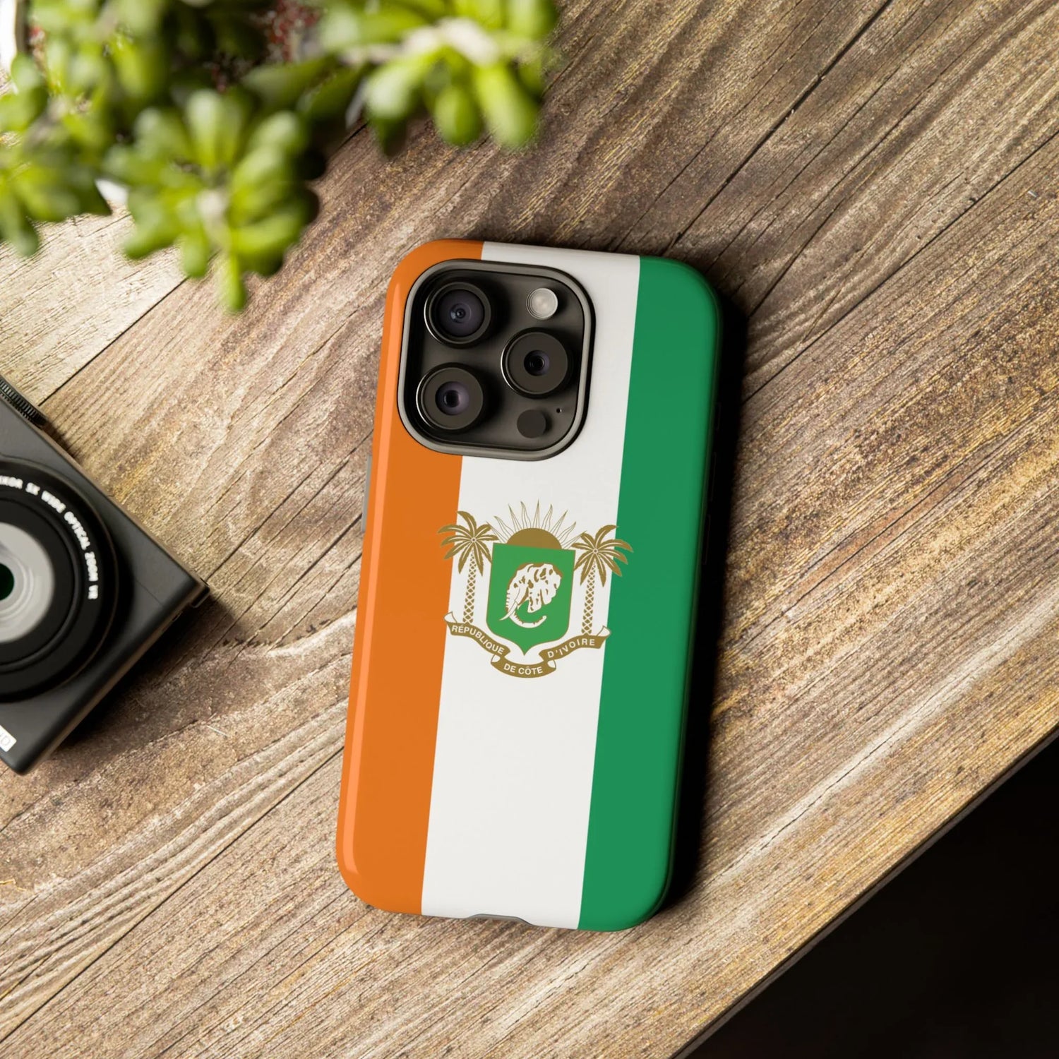 Ivory Coast Flag Tough Phone Case — Orange White Green Shield Crest - DiwaKi