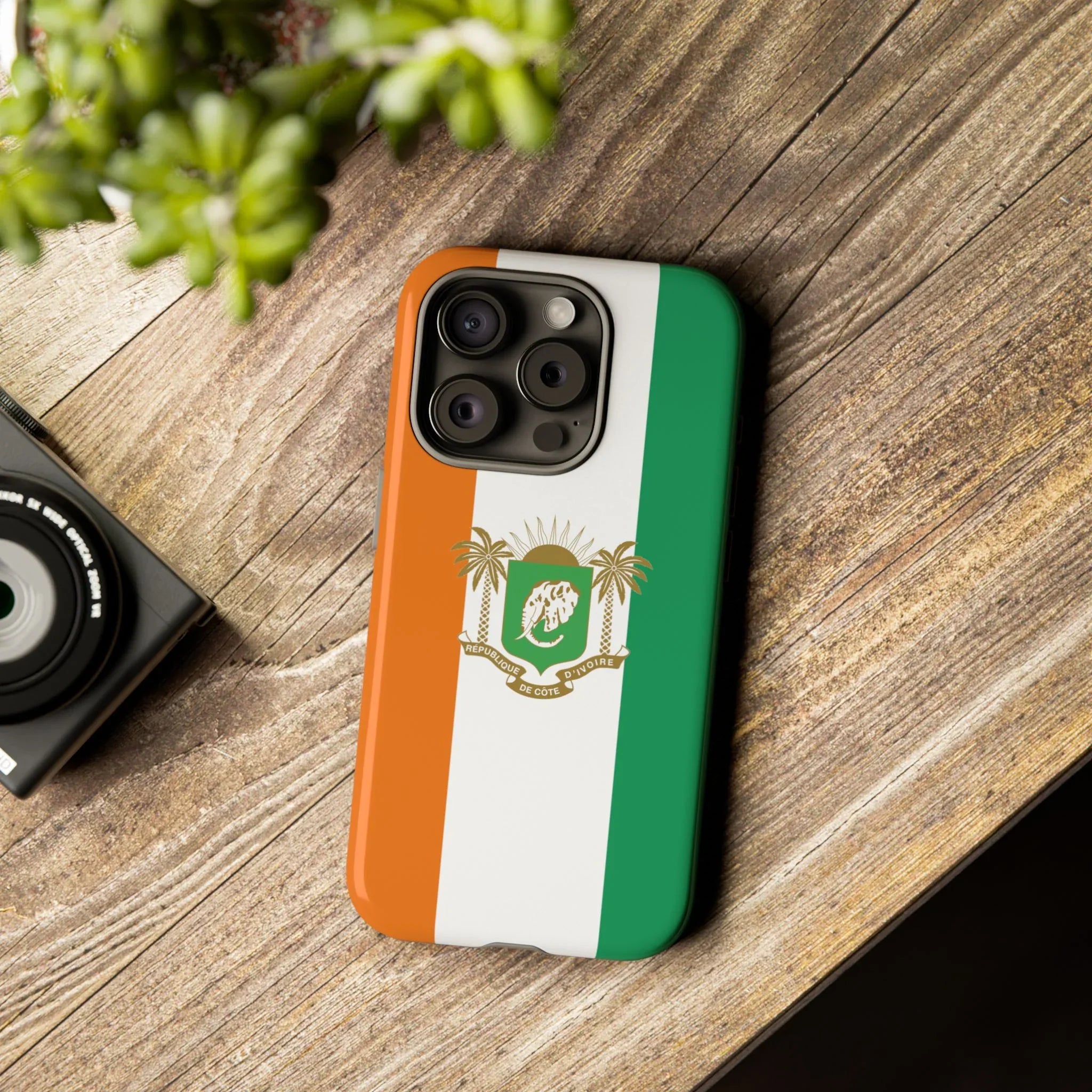 Ivory Coast Flag Tough Phone Case — Orange White Green Shield Crest - DiwaKi