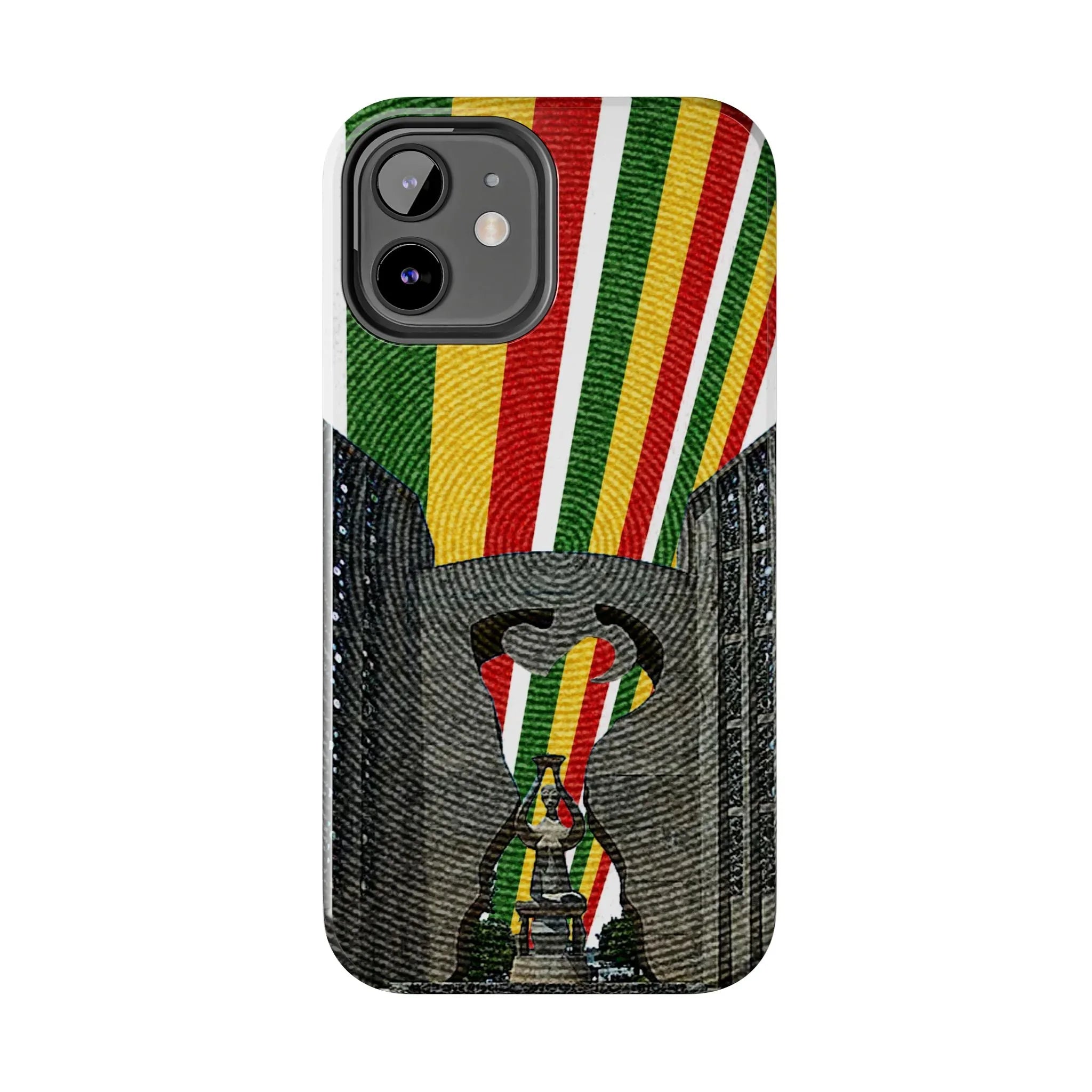 Togo Tough Phone Case — Durable Denim Look with Red Yellow Green Design - DiwaKi