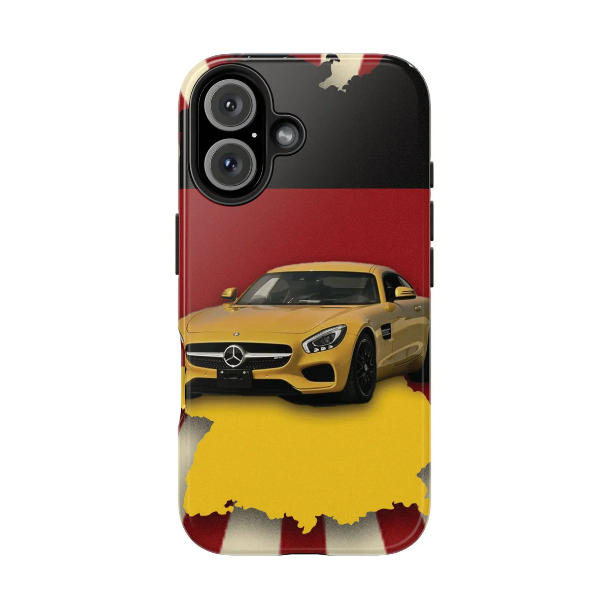 Mercedes Sports Car Tough Phone Case — Yellow GT on Red &amp; Black Background - DiwaKi