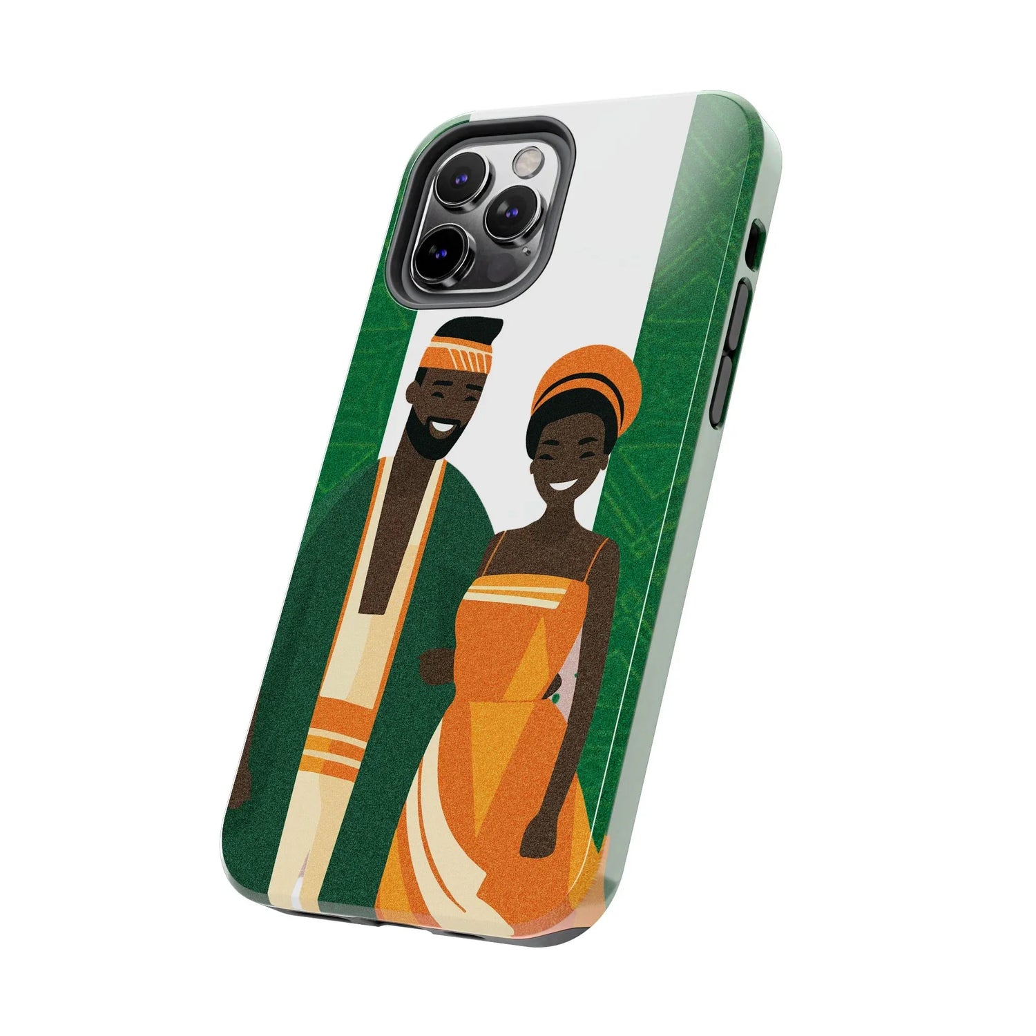 Tough Phone Case — Afrocentric Nigerian Couple Illustration, Protective Hard-Shell Phone Cover - DiwaKi